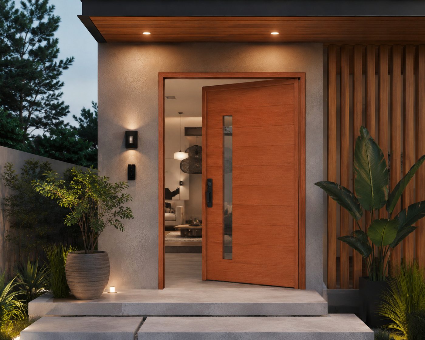 Puerta monumental de aluminio Perfiletto en acceso residencial